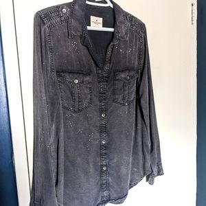 Paint Splatter Collared Button Down Top